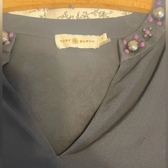 Tory Burch Black Beaded Blouse   Size 2 ( small) - Picture 6 of 6